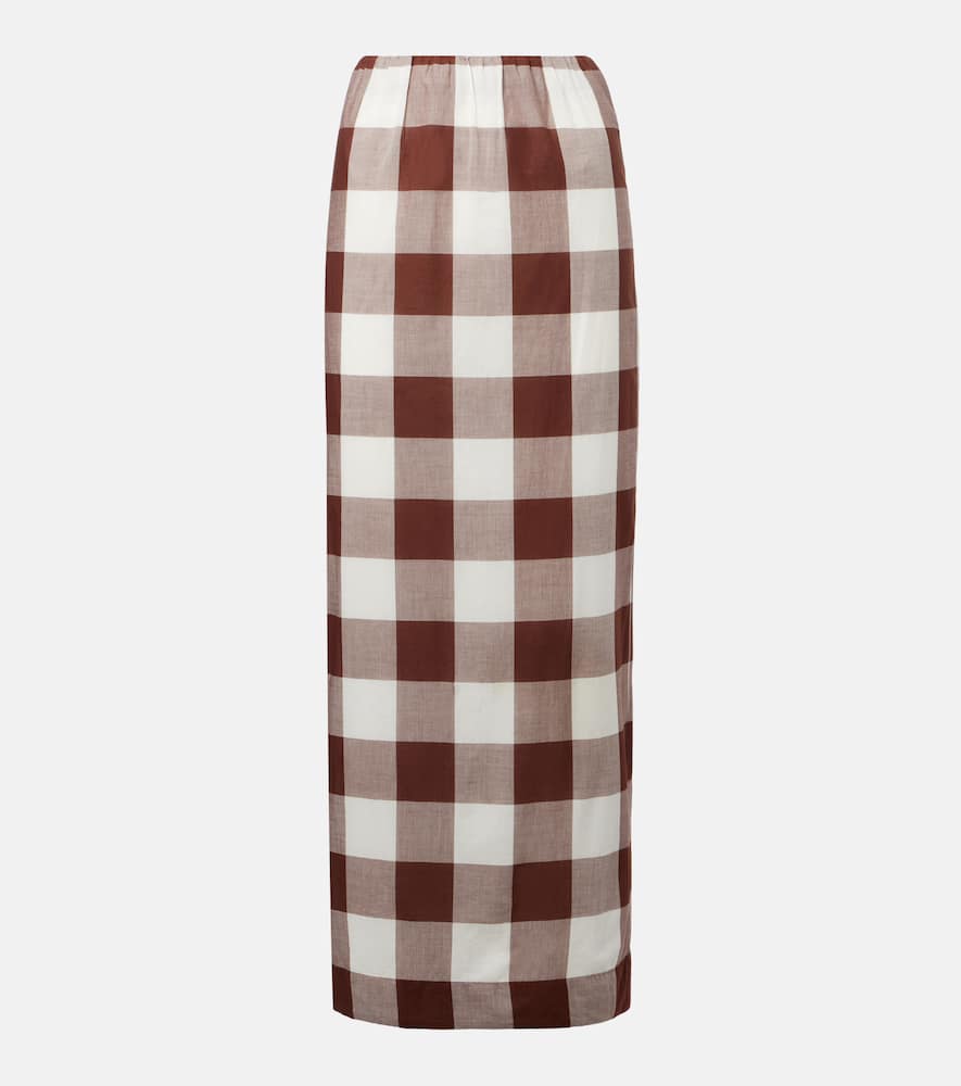 Mira gingham cotton maxi skirt
