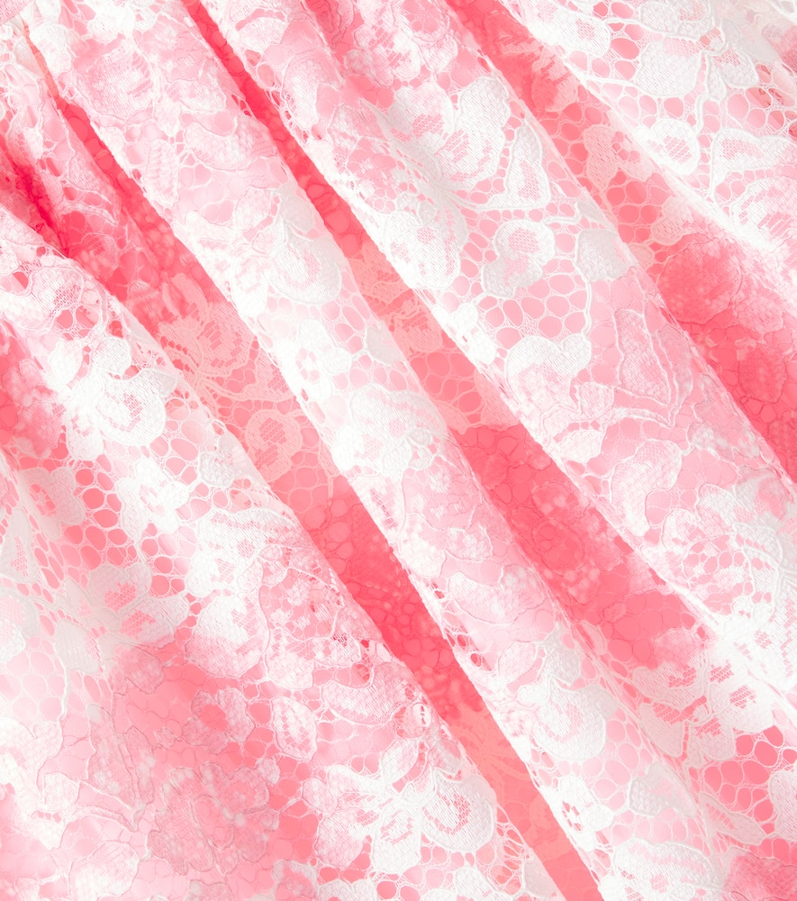 Patachou Bow-detail Shirred Lace Dress In Pink