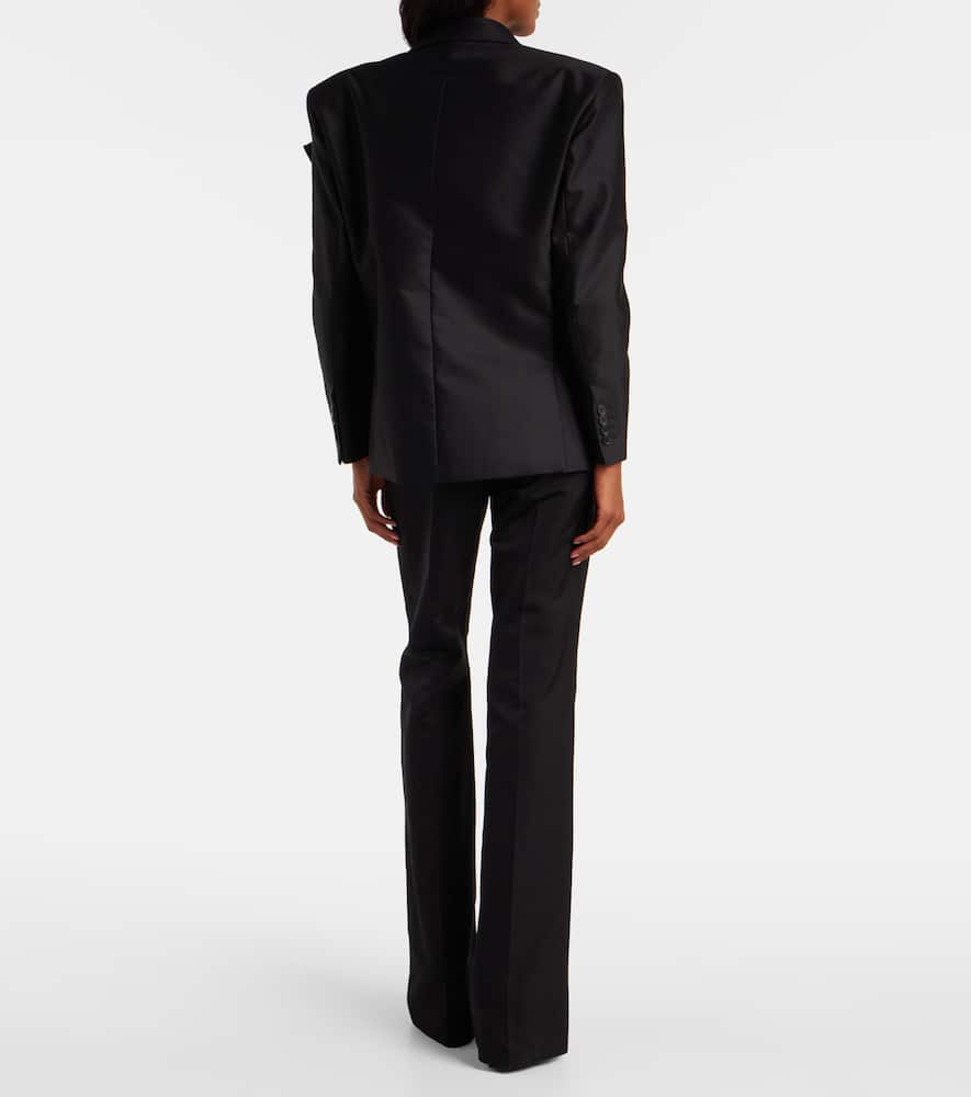 Magda Butrym Floral-appliqué Cotton Blazer In Black