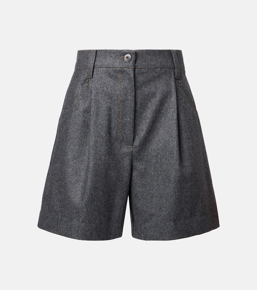 High-rise virgin wool shorts