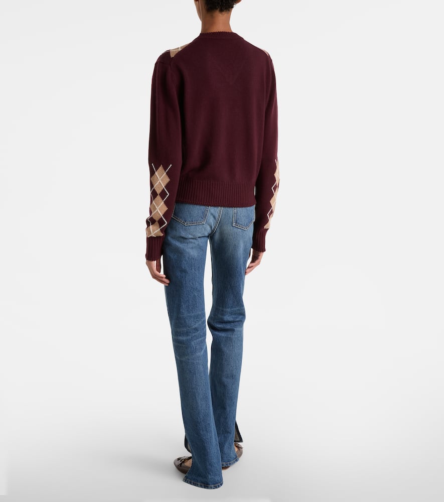 Chloé Chloe Argyle Wool And Cashmere Sweater In Burgundy