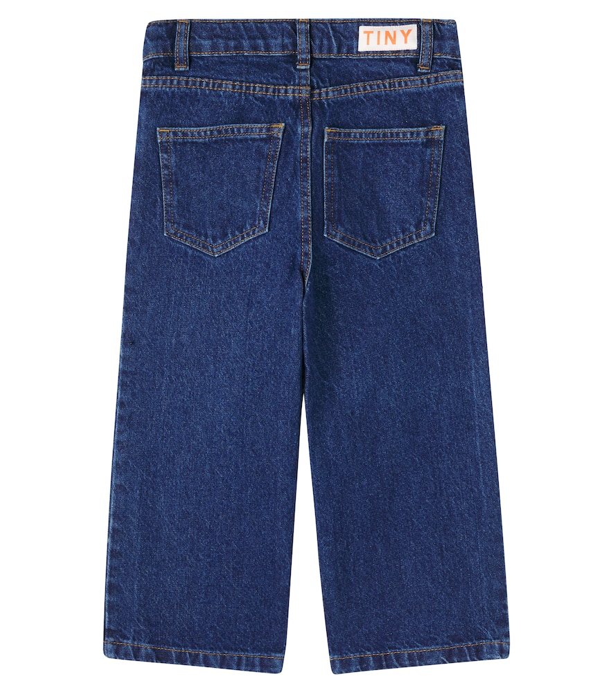 Tinycottons Cherries Embroidered Jeans In Blue
