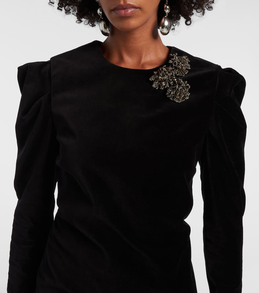 Isabel Marant Danee Embellished Velvet Minidress In Black