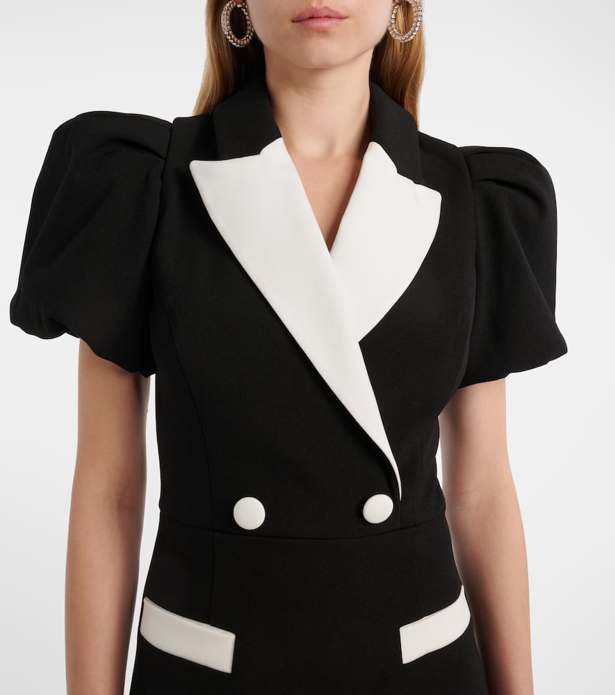 Rebecca Vallance Womens Black And White Emma Puffed-sleeves Stretch-woven Mini Dress In Black