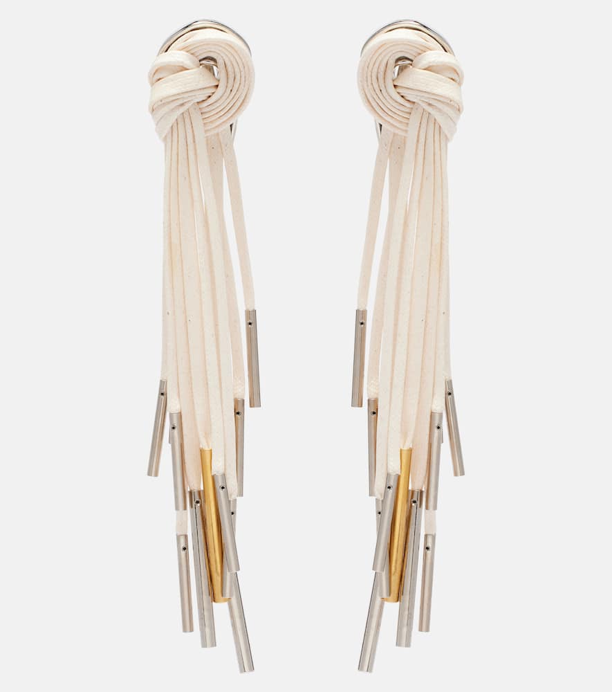 Dries Van Noten Cotton Drop Earrings In White