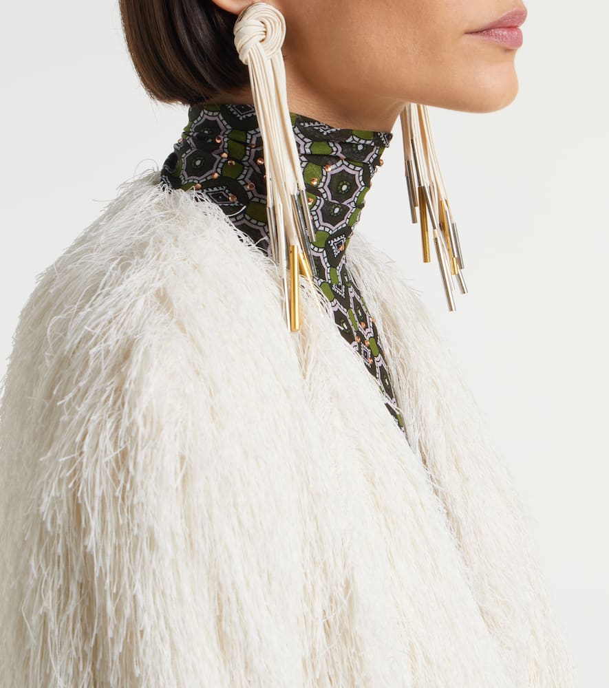 Dries Van Noten Cotton Drop Earrings In White
