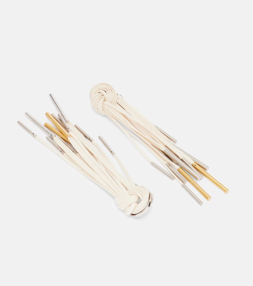 Dries Van Noten Cotton Drop Earrings In White