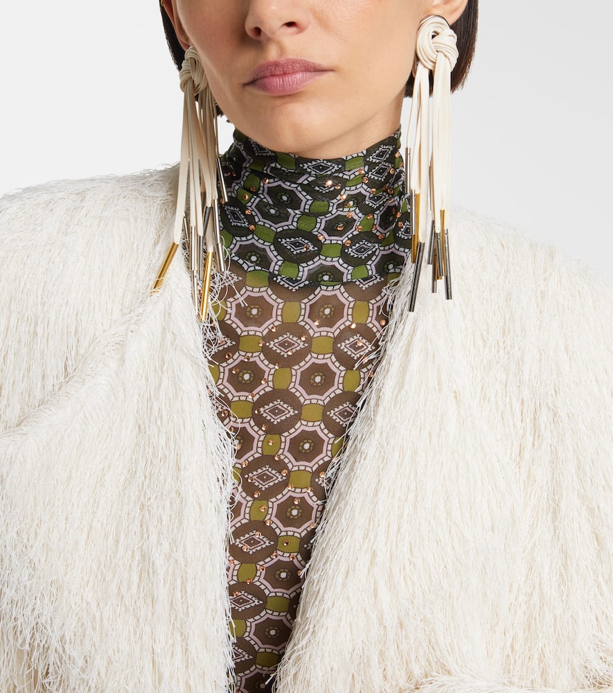 Dries Van Noten Cotton Drop Earrings In White