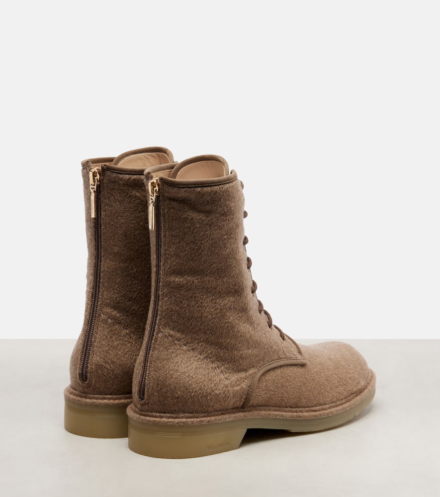 Max Mara Baker Cashmere Combat Boots In Brown