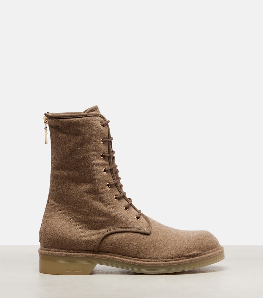 Max Mara Baker Cashmere Combat Boots In Brown