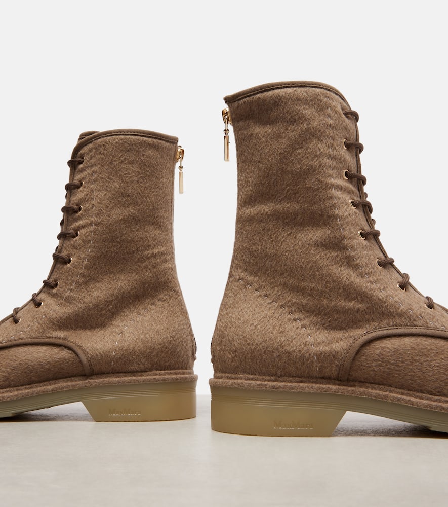 Max Mara Baker Cashmere Combat Boots In Brown