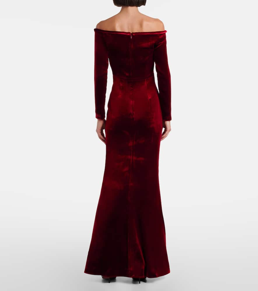 Roland Mouret Off-shoulder Velvet Gown In Red