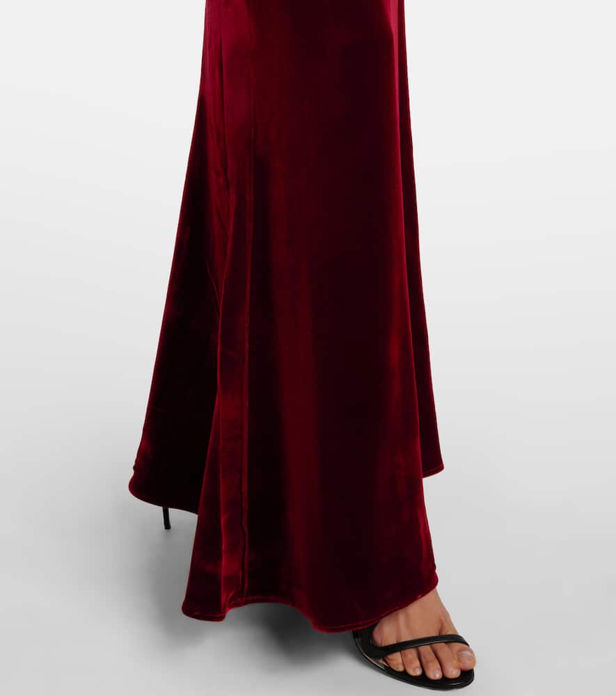 Roland Mouret Off-shoulder Velvet Gown In Red