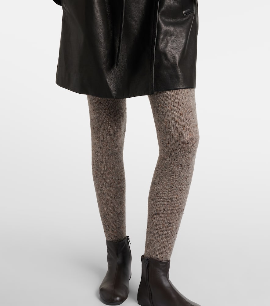 The Row Mumu Cashmere Tweed Tights In Brown