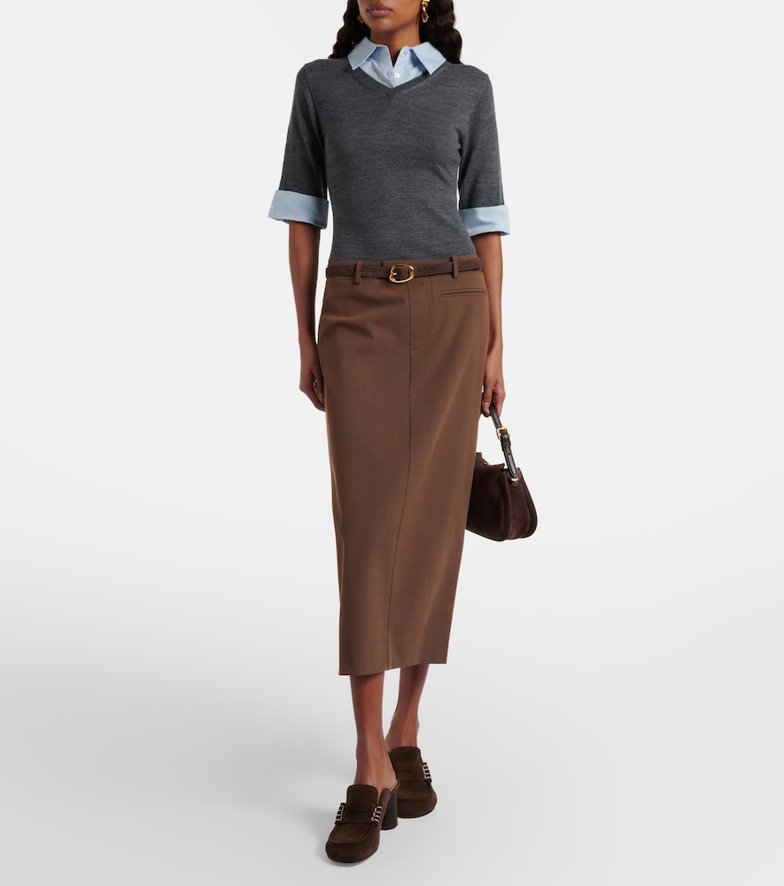 Staud Layered wool-blend midi dress