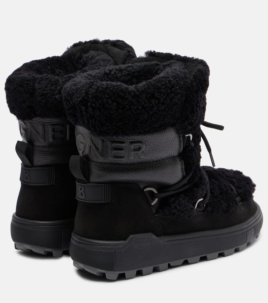 Bogner Chamonix Shearling-trimmed Suede Snow Boots In Black