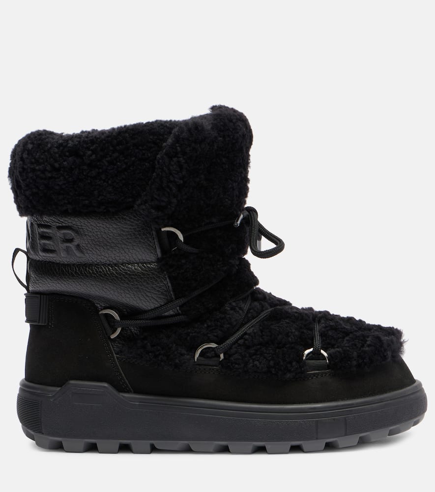 Bogner Chamonix Shearling-trimmed Suede Snow Boots In Black
