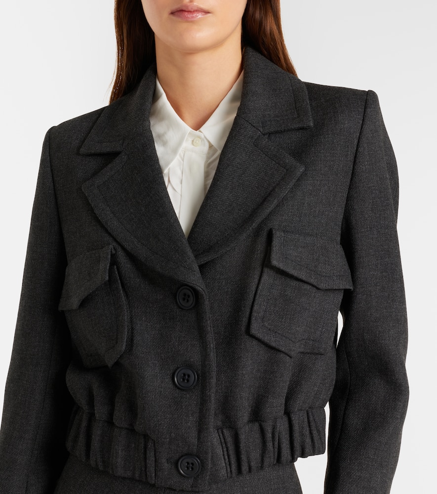 Dorothee Schumacher Layered Coolness Organza-trimmed Cropped Jacket In Gray