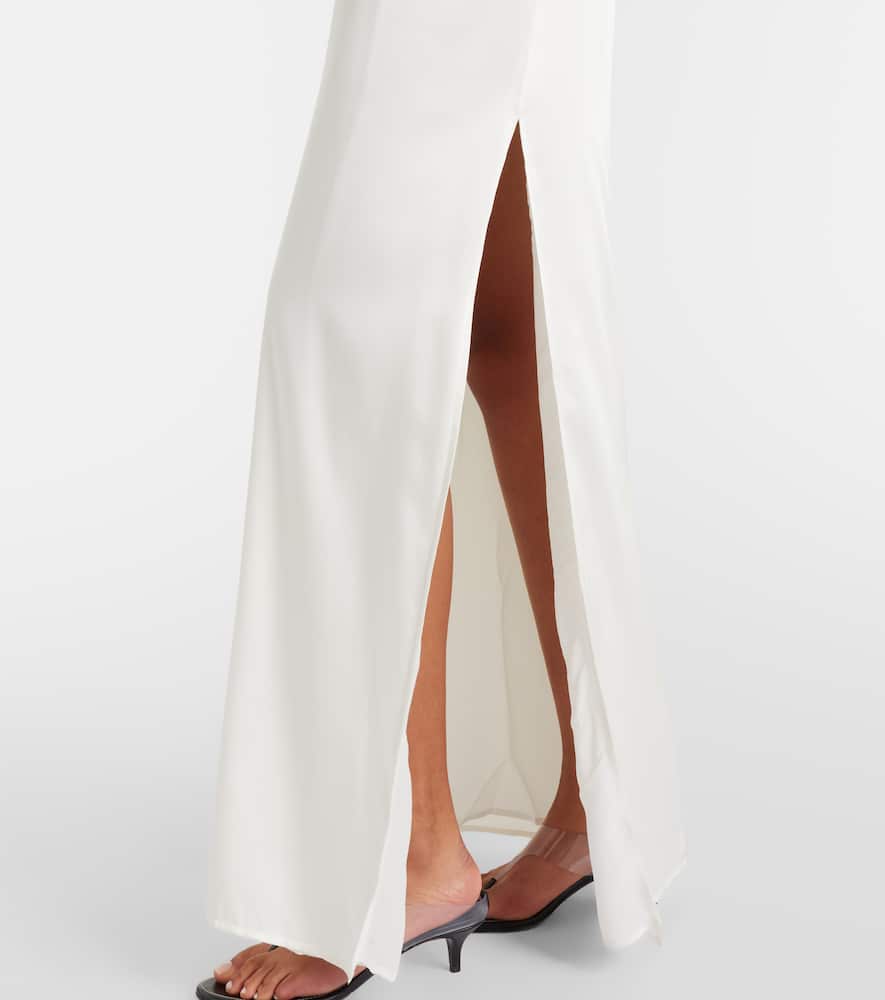 Same Floral-appliqué Silk-blend Maxi Dress In Multi