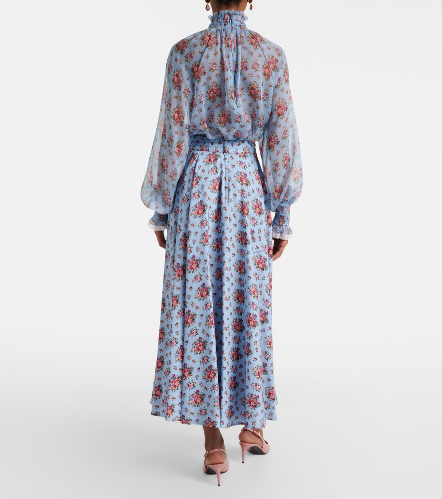  Dolce&gabbana Dolce&gabbana Floral Silk-blend Midi Skirt 
