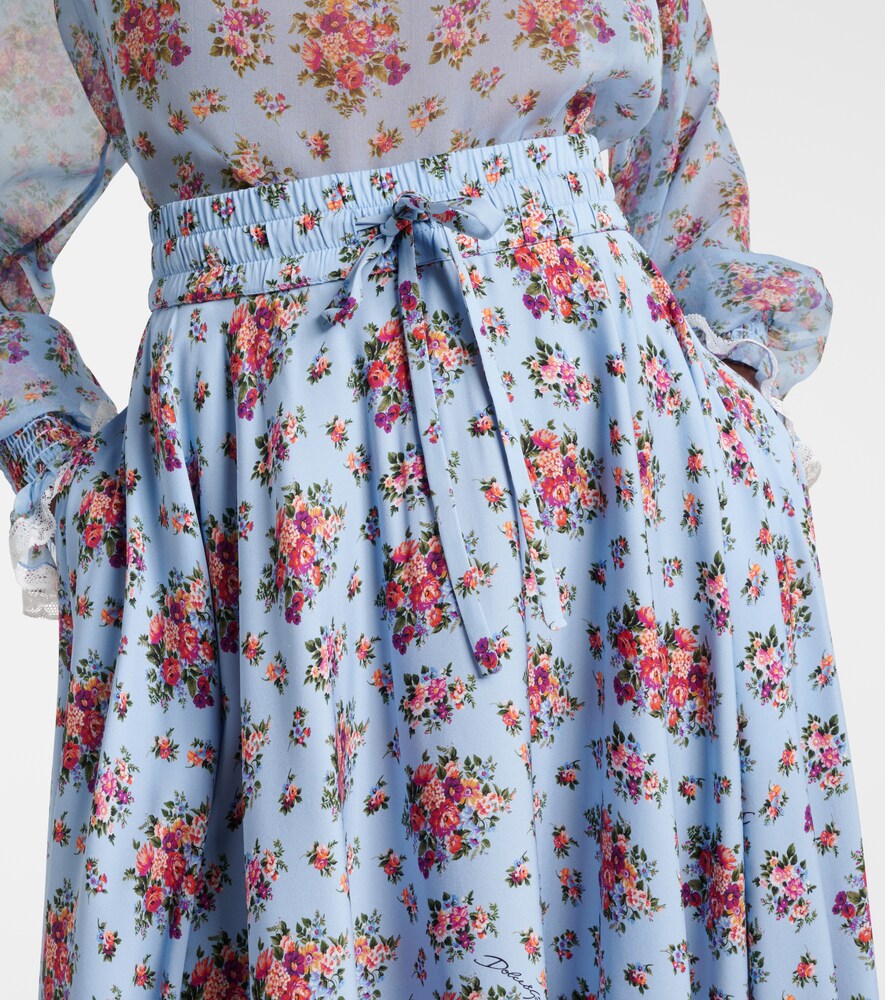  Dolce&gabbana Dolce&gabbana Floral Silk-blend Midi Skirt 