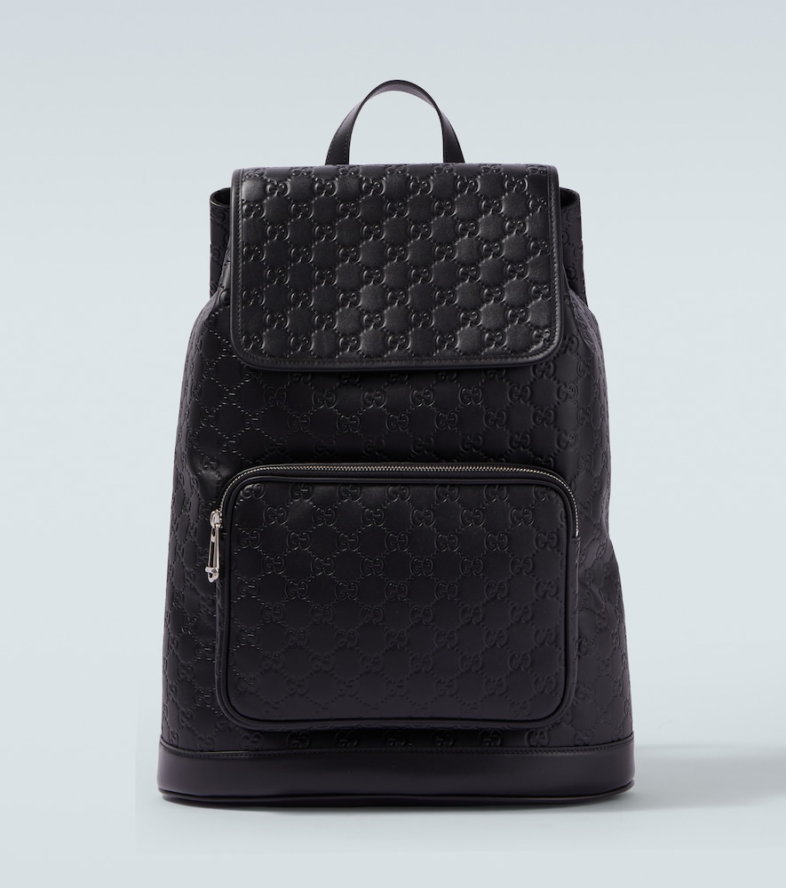 Gucci Men's Black Gg Medium Leather Backpack