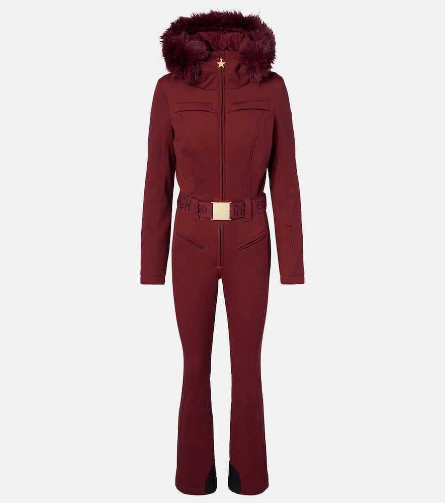 Goldbergh Parry Belted Down Ski Suit In Burgundy