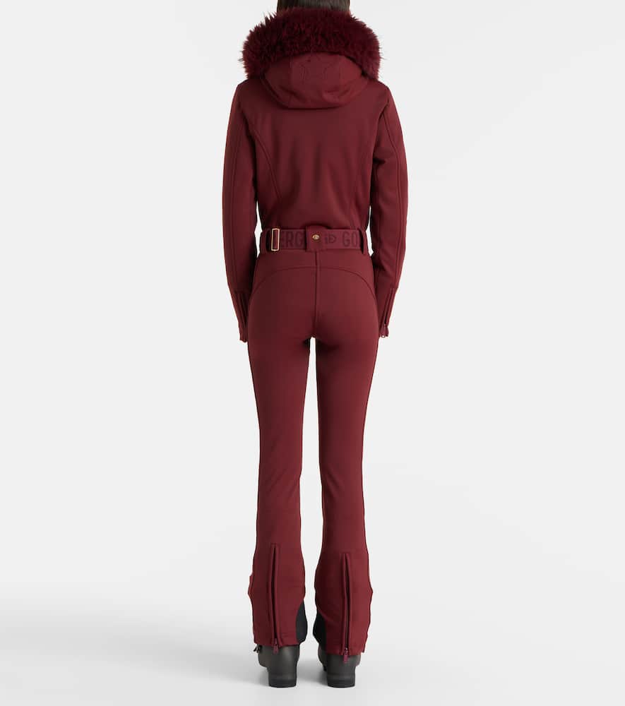 Goldbergh Parry Belted Down Ski Suit In Burgundy