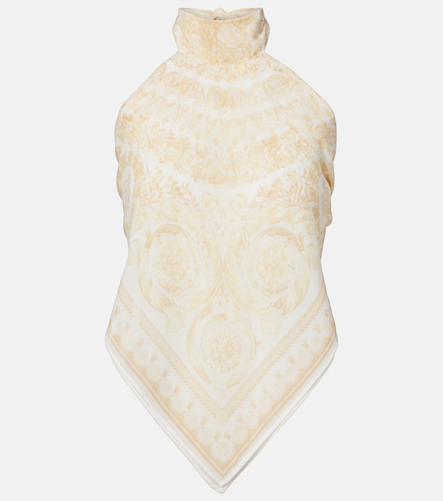 Versace Printed halterneck georgette top