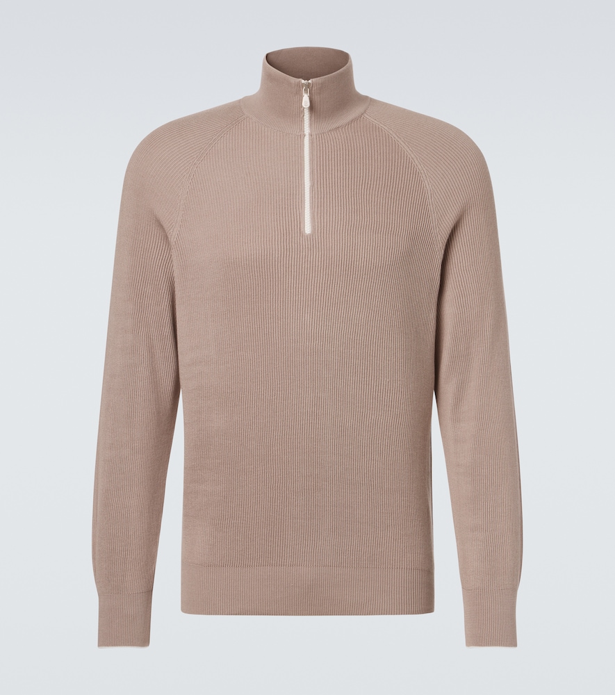 Brunello Cucinelli Men's Grey Cotton Half-Zip Sweater UK Size 38 - Mytheresa