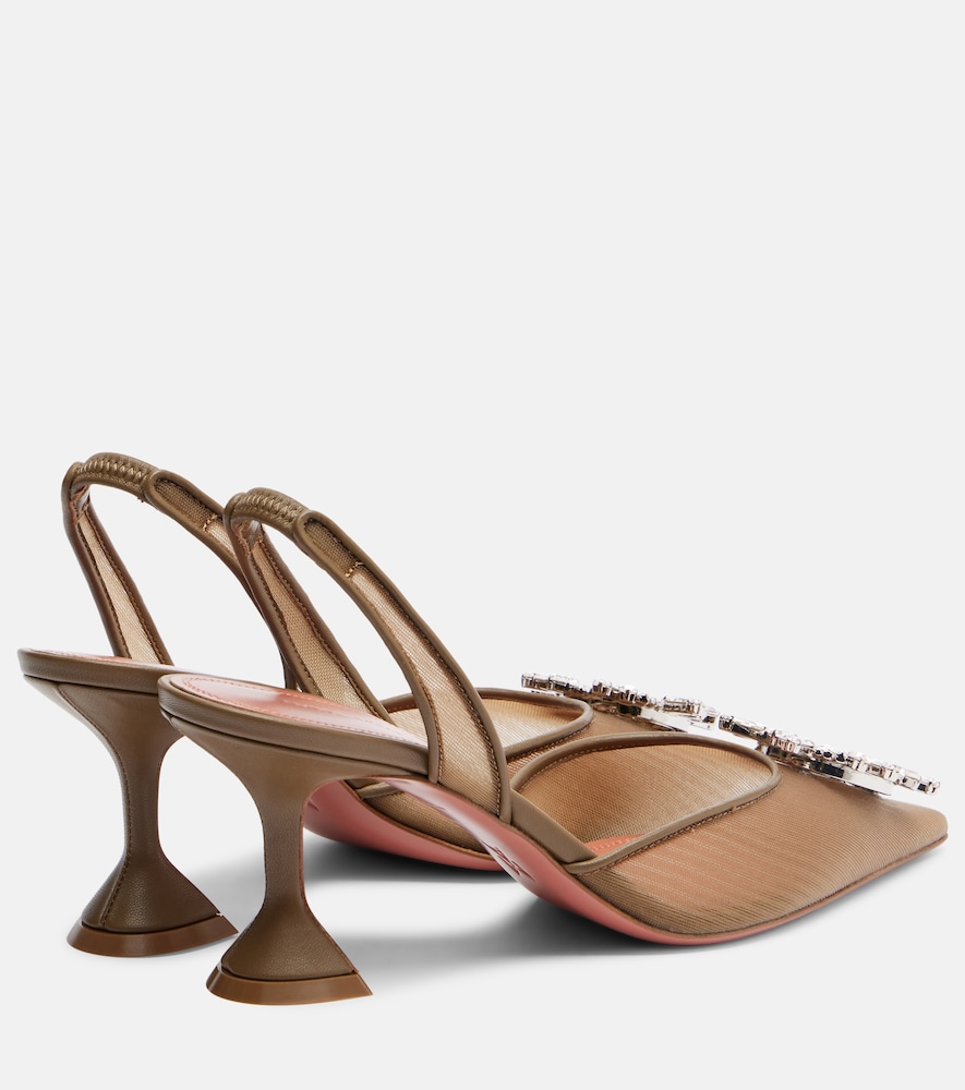  Amina Muaddi Amina Muaddi Slingback-pumps Begum Aus Mesh Mit Kristallen 