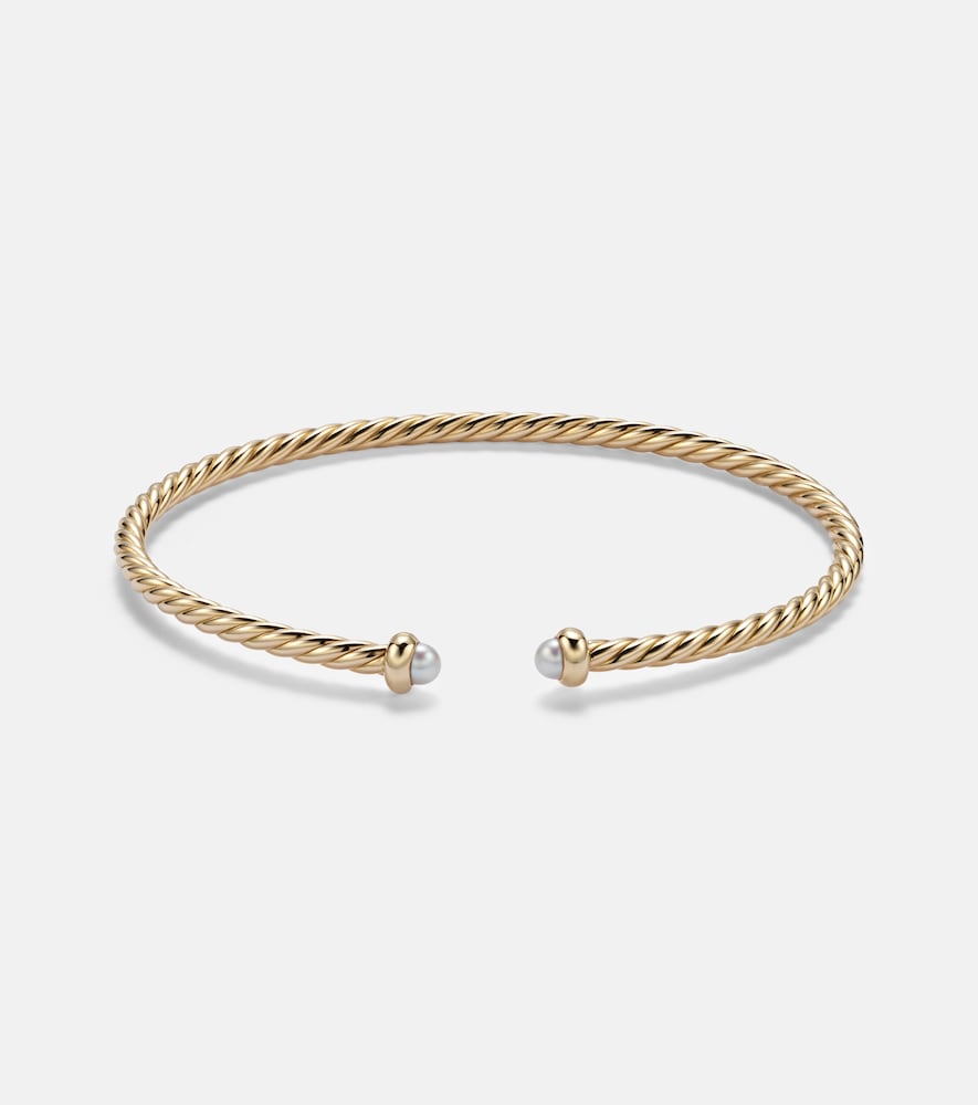 David Yurman Cablespira Flex icro 18kt gold cuff bracelet with pearls