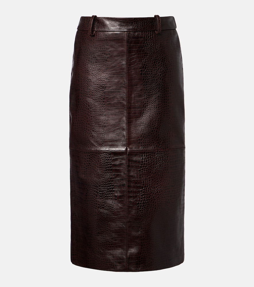 The Frankie Shop Taney croc-effect leather pencil skirt