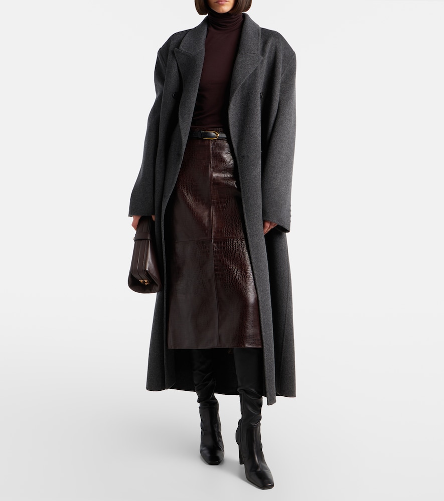 The Frankie Shop Taney croc-effect leather pencil skirt