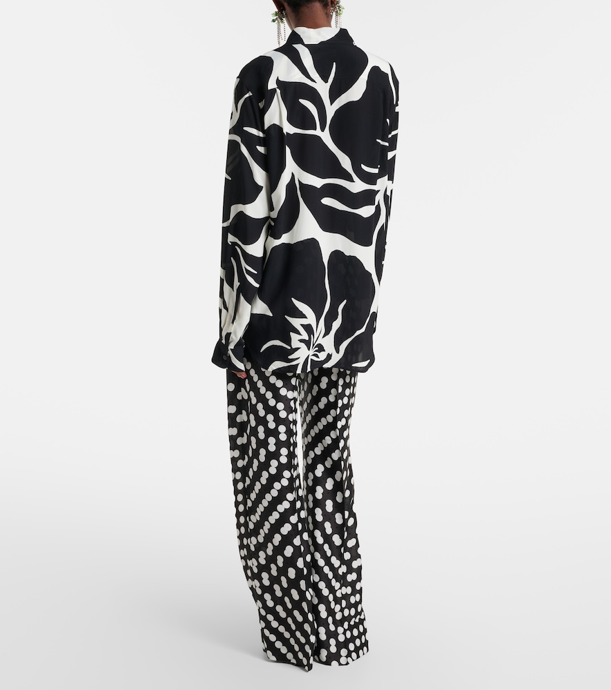  Dries Van Noten Dries Van Noten Polka-dot Silk Wide-leg Pants 