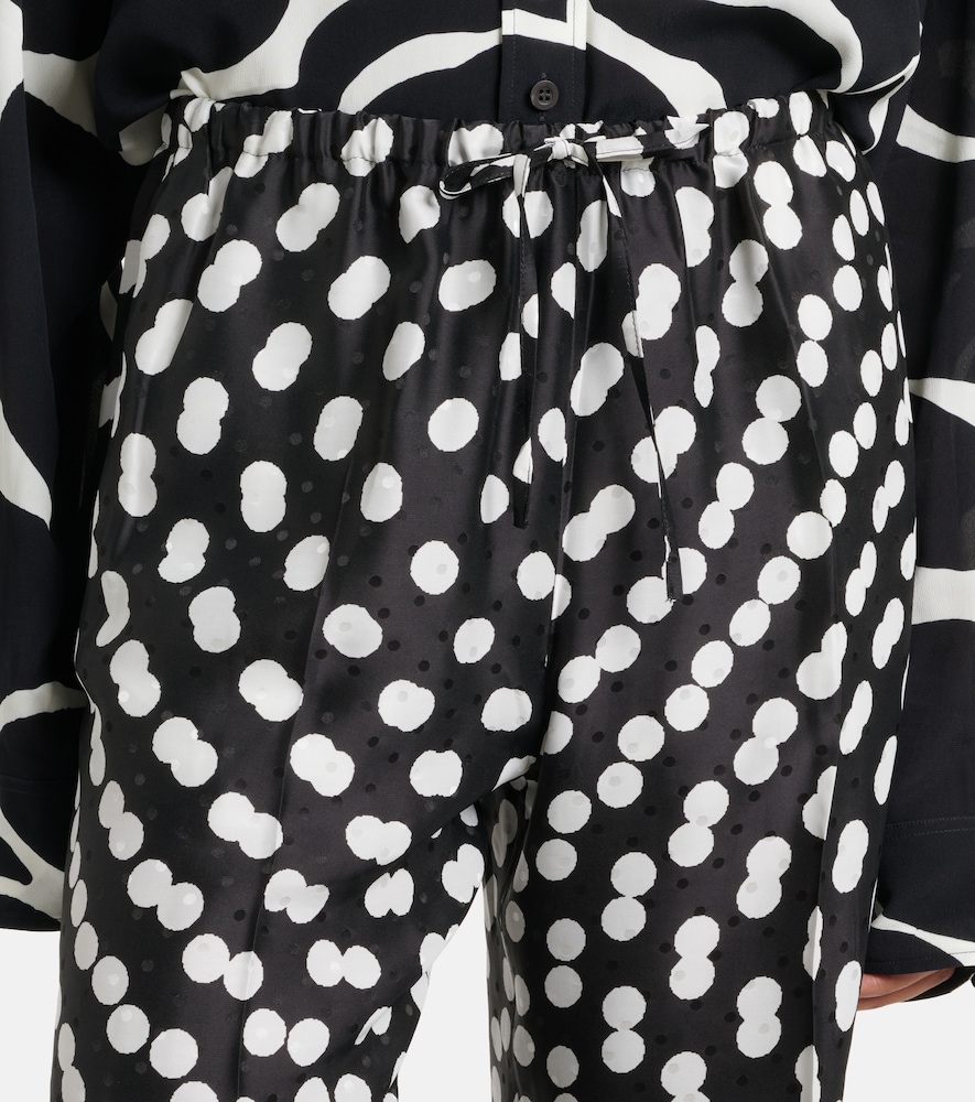  Dries Van Noten Dries Van Noten Polka-dot Silk Wide-leg Pants 