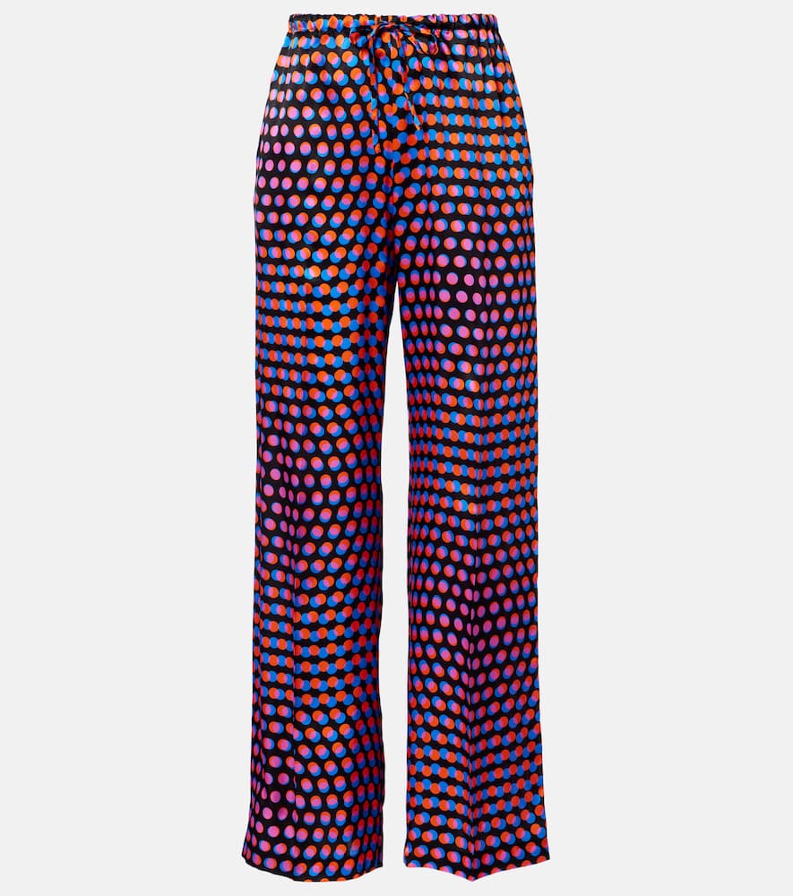 Dries Van Noten Polka-dot Silk Wide-leg Pants In Black