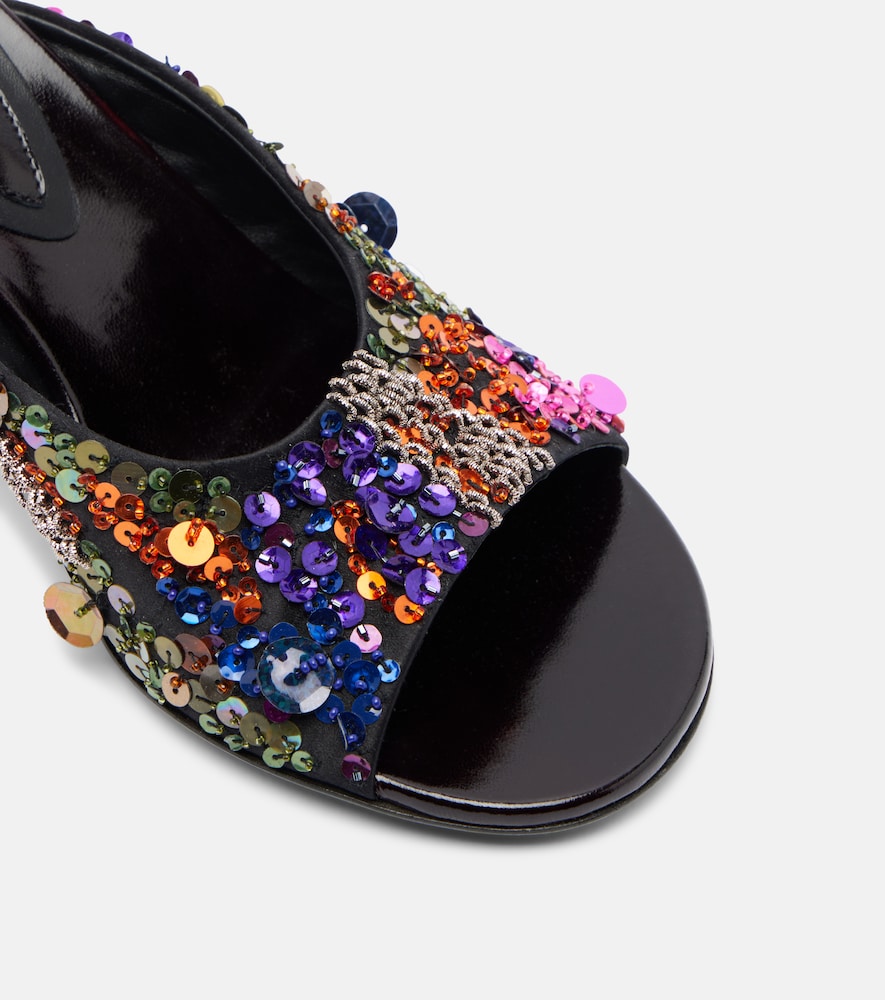  Dries Van Noten Dries Van Noten 75 Sequined Leather Wedge Mules 