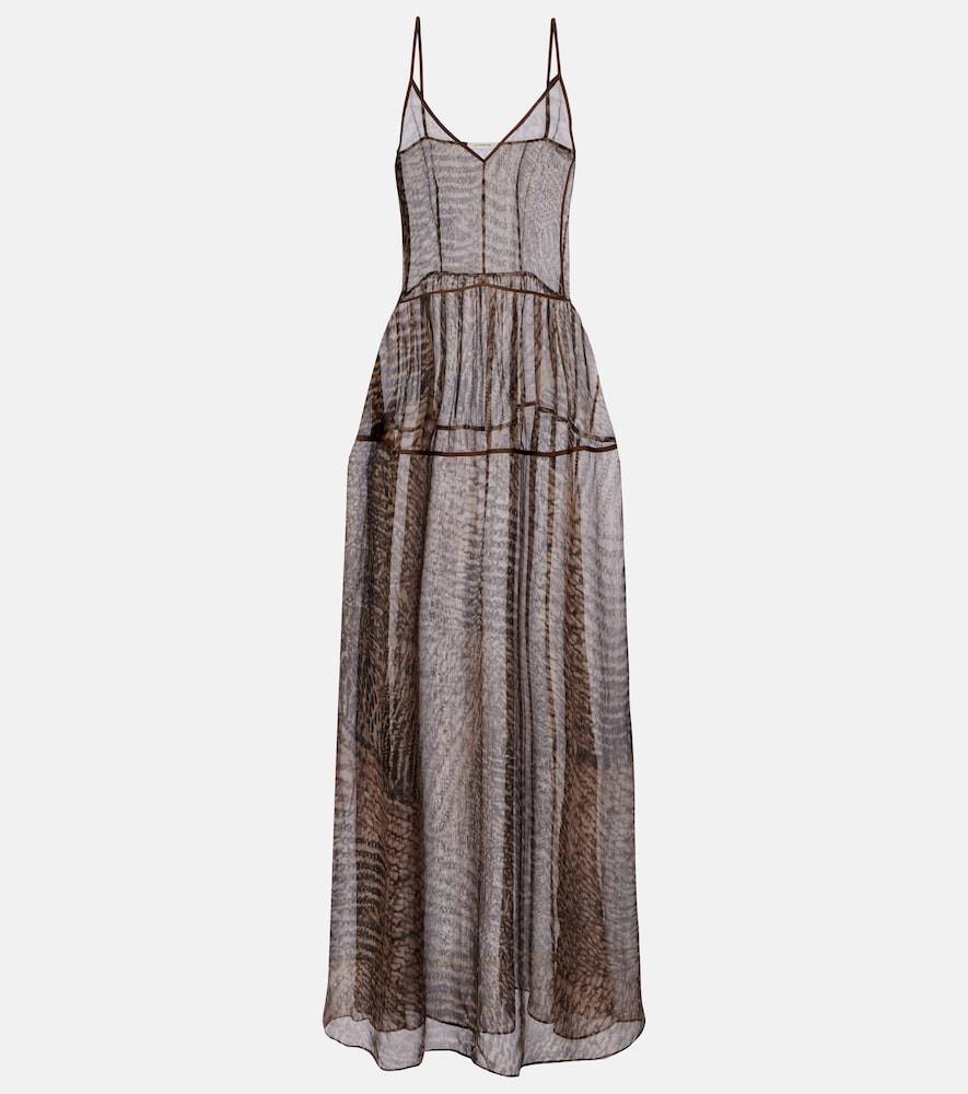 Jacques Wei Printed semi-sheer silk maxi dress