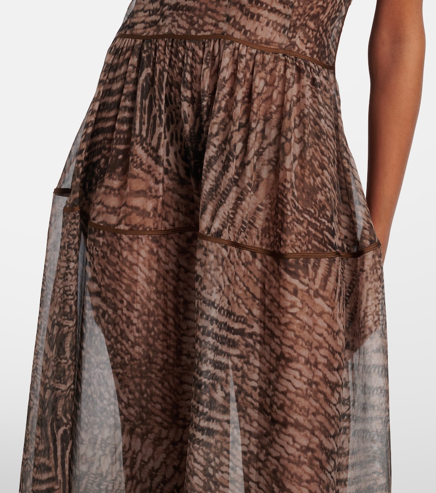  Jacques Wei Jacques Wei Printed Semi-sheer Silk Maxi Dress 