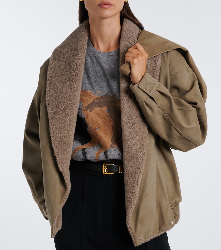 Oversized Teddy-Trimmed Blouson Jacket
