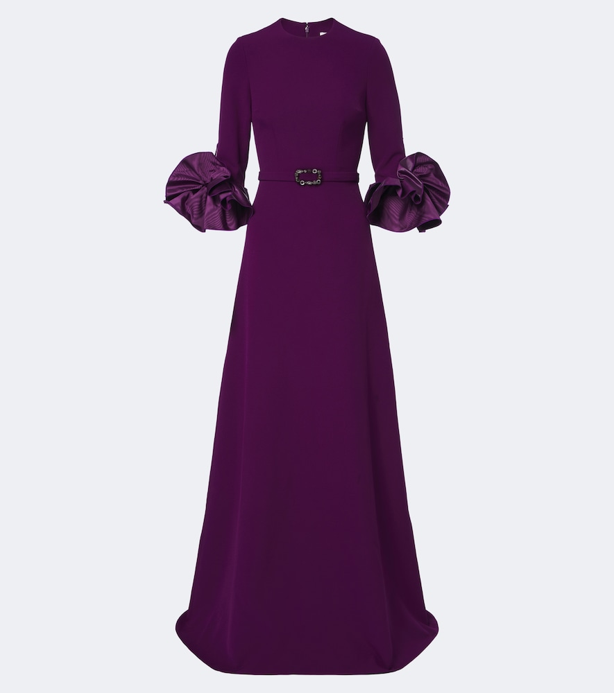 Safiyaa Belen Crêpe Belted Gown In Purple