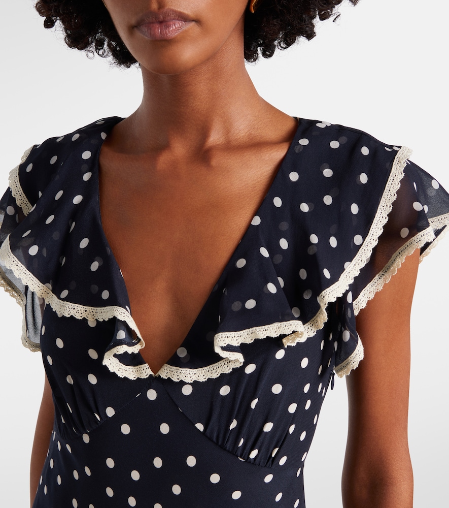Bethea Polka-Dot Crêpe De Chine Midi Dress