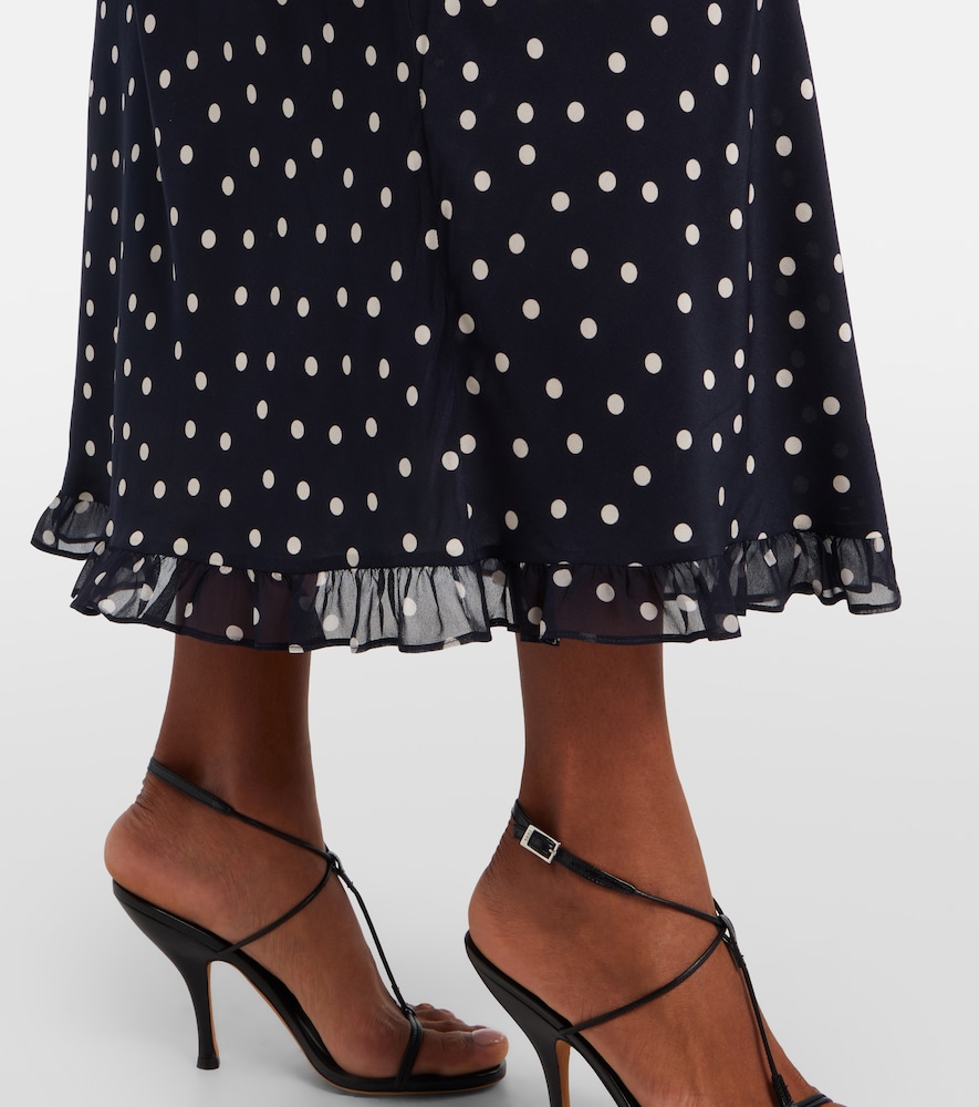 Bethea Polka-Dot Crêpe De Chine Midi Dress
