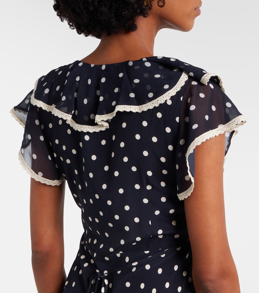 Bethea Polka-Dot Crêpe De Chine Midi Dress