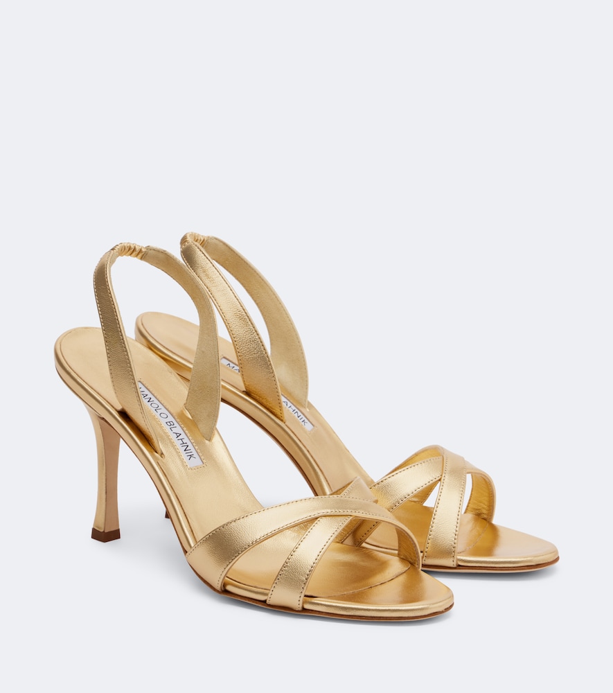 Slingback-Sandalen Callasi aus Metallic-Leder