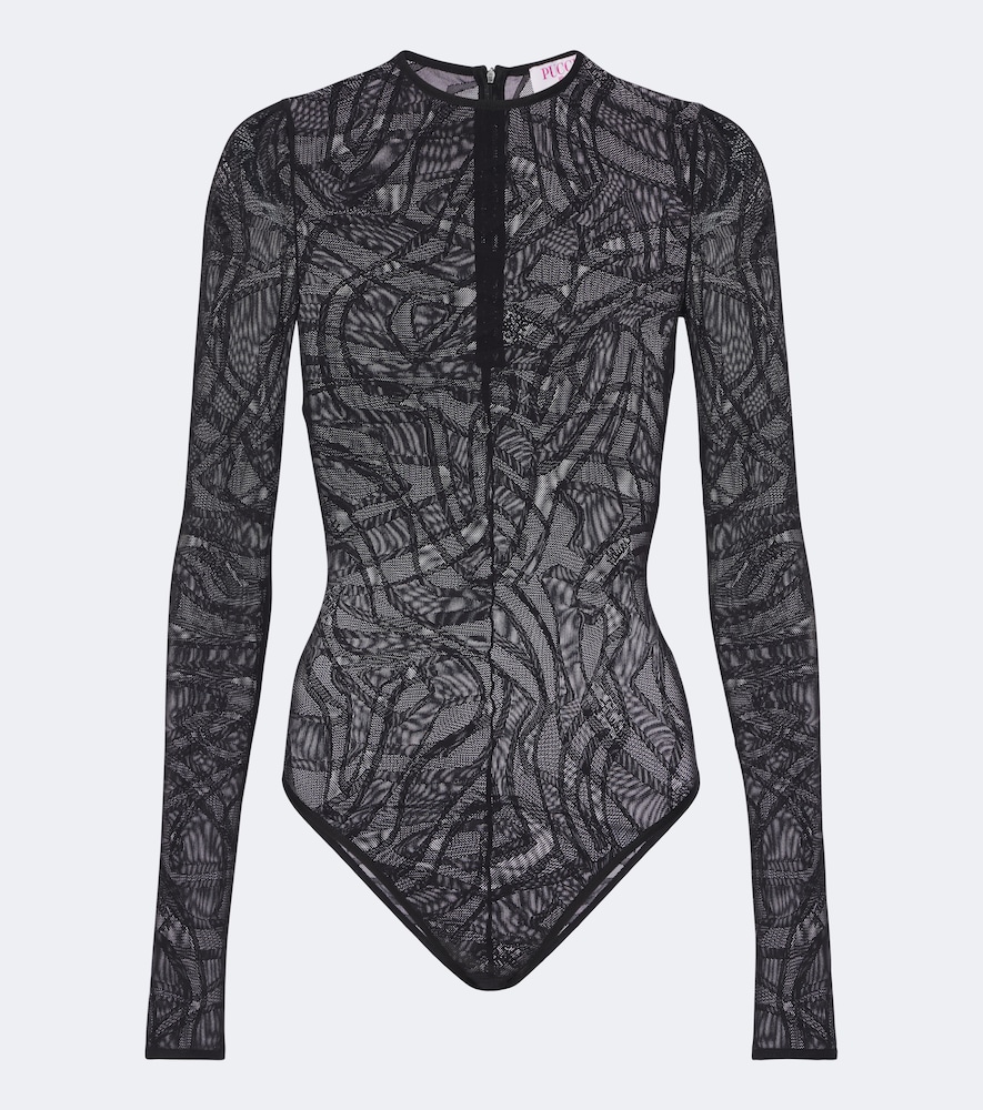 Bodysuit Labirinto aus Jacquard-Tüll