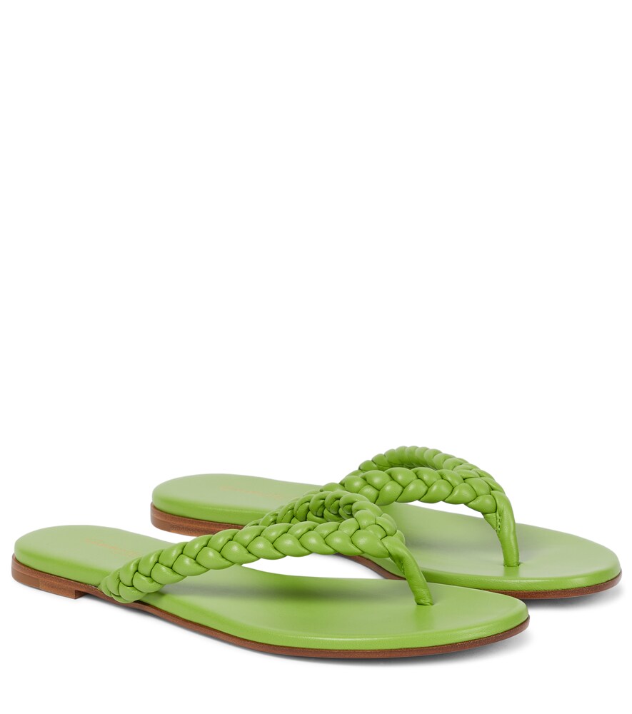Gianvito Rossi Tropea Leather Thong Sandals In Kiwi | ModeSens