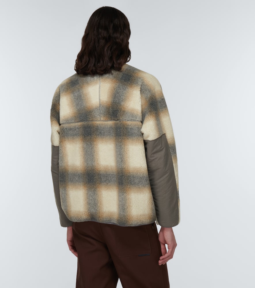 And Wander Checked Fleece Jacket In Gray