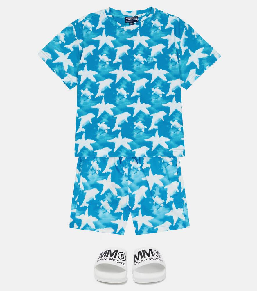 Shop Vilebrequin Teddy Printed Cotton T-shirt In Bleu Hawai